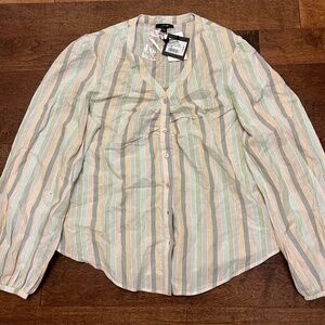 Joe’s Jeans peach mixed  stripe blouse